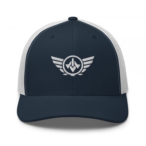 White Embroidered Logo Trucker Hat | Retro