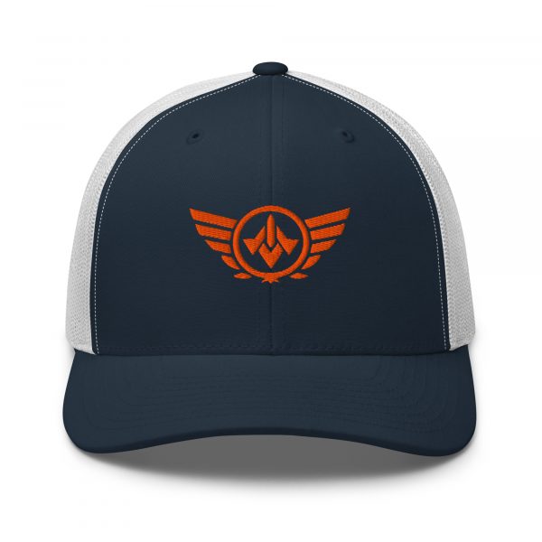 Orange Embroidered Logo Trucker Hat | Retro