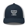 White Embroidered Brand Logo Trucker Hat | Retro
