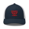 Red Embroidered Brand Logo Trucker Hat | Retro