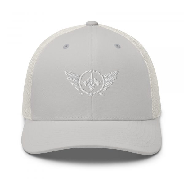 White Embroidered Logo Trucker Hat | Retro