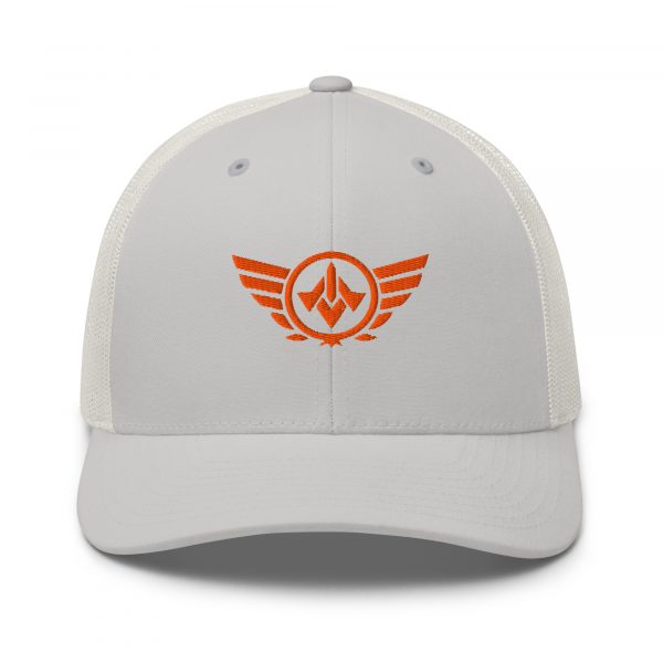 Orange Embroidered Logo Trucker Hat | Retro