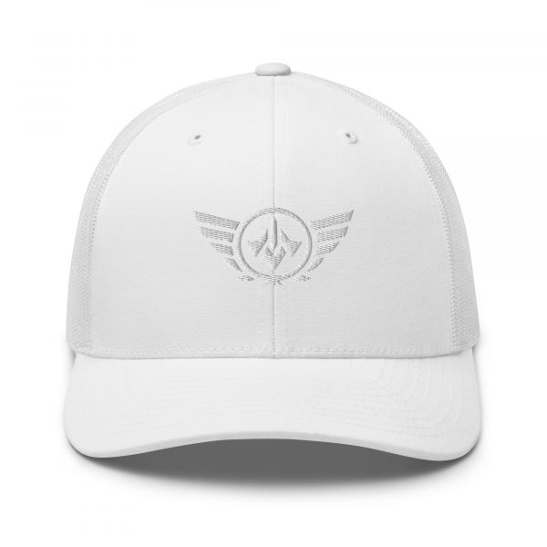 White Embroidered Logo Trucker Hat | Retro