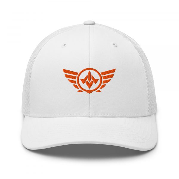 Orange Embroidered Logo Trucker Hat | Retro