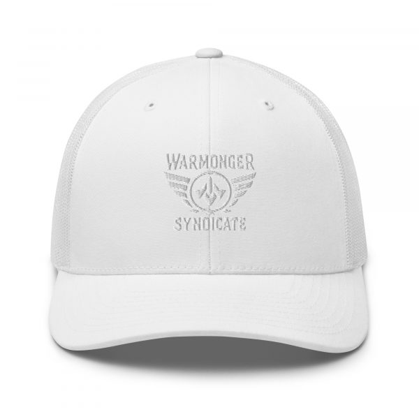 White Embroidered Brand Logo Trucker Hat | Retro