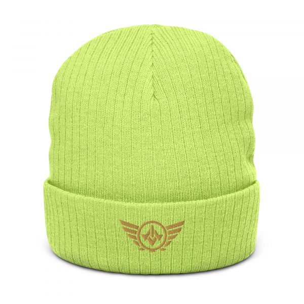 Old Gold Embroidered Logo Beanie | Ribbed
