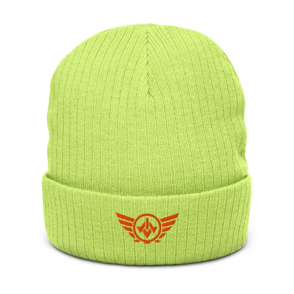 Orange Embroidered Logo Beanie | Ribbed