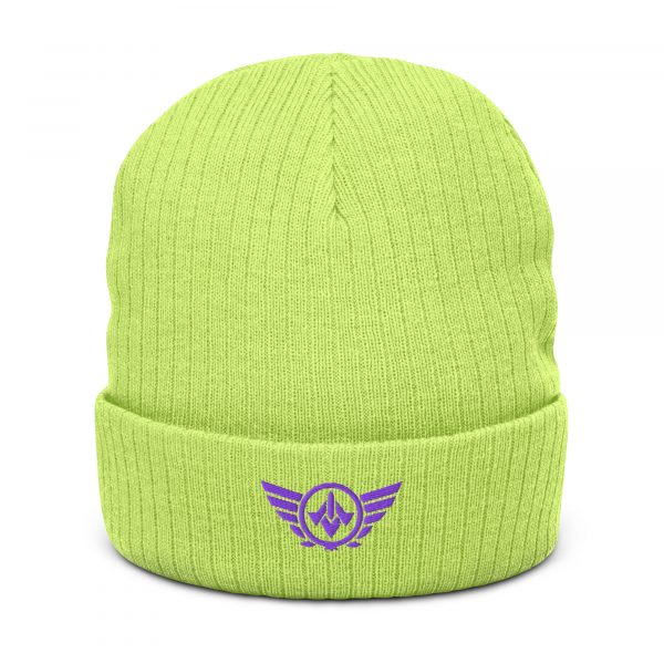 Purple Embroidered Logo Beanie | Ribbed