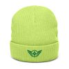 Kelly Green Embroidered Logo Beanie | Ribbed