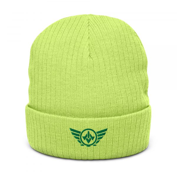 Kelly Green Embroidered Logo Beanie | Ribbed