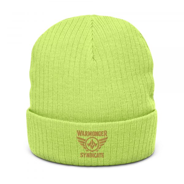 Old Gold Embroidered Brand Logo Beanie | Ribbed