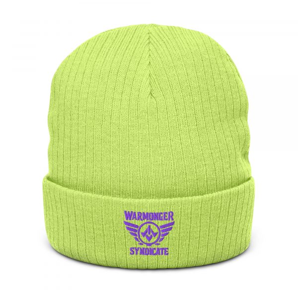 Purple Embroidered Brand Logo Beanie | Ribbed