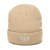 White Embroidered Logo Beanie | Ribbed