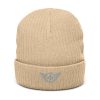 Grey Embroidered Logo Beanie | Ribbed