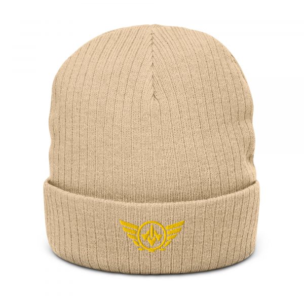 Gold Embroidered Logo Beanie | Ribbed