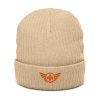 Orange Embroidered Logo Beanie | Ribbed