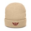 Maroon Embroidered Logo Beanie | Ribbed