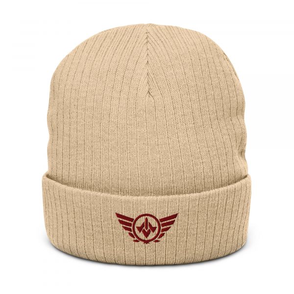 Maroon Embroidered Logo Beanie | Ribbed