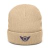 Navy Embroidered Logo Beanie | Ribbed