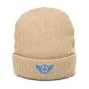 ribbed-knit-beanie-beige-front-68b8e7dfa7bd7.jpg Aqua Embroidered Logo Beanie | Ribbed
