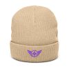 Purple Embroidered Logo Beanie | Ribbed