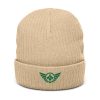 Kelly Green Embroidered Logo Beanie | Ribbed