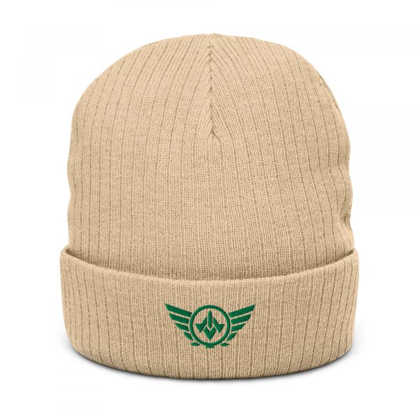 Kelly Green Embroidered Logo Beanie | Ribbed