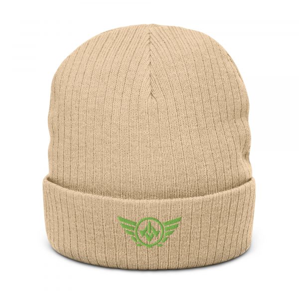 Kiwi Green Embroidered Logo Beanie | Ribbed