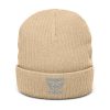 Grey Embroidered Brand Logo Beanie | Ribbed