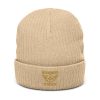 Old Gold Embroidered Brand Logo Beanie | Ribbed