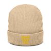 Gold Embroidered Brand Logo Beanie | Ribbed
