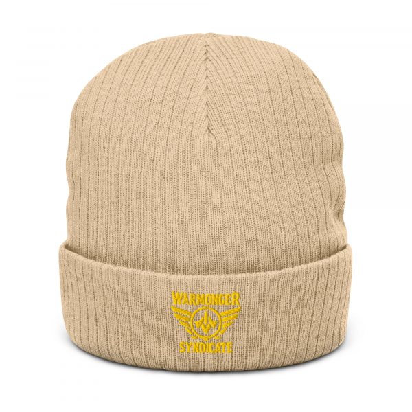 Gold Embroidered Brand Logo Beanie | Ribbed