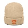 Orange Embroidered Brand Logo Beanie | Ribbed