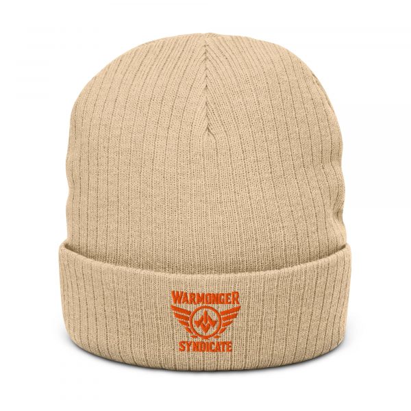 Orange Embroidered Brand Logo Beanie | Ribbed
