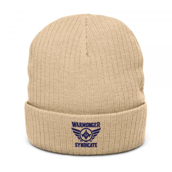 Navy Embroidered Brand Logo Beanie | Ribbed