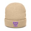 Purple Embroidered Brand Logo Beanie | Ribbed