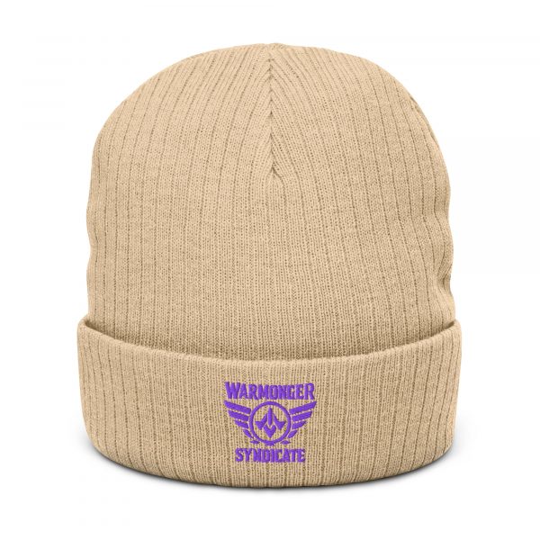 Purple Embroidered Brand Logo Beanie | Ribbed