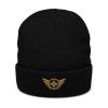Old Gold Embroidered Logo Beanie | Ribbed