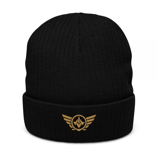 Old Gold Embroidered Logo Beanie | Ribbed