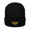 Gold Embroidered Logo Beanie | Ribbed