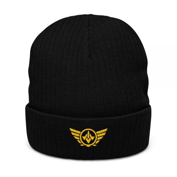 Gold Embroidered Logo Beanie | Ribbed