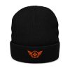 Orange Embroidered Logo Beanie | Ribbed