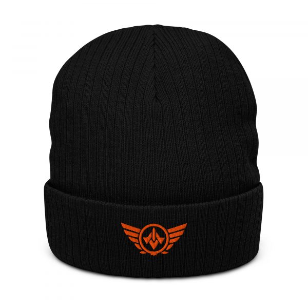 Orange Embroidered Logo Beanie | Ribbed