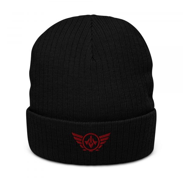 Maroon Embroidered Logo Beanie | Ribbed