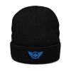 ribbed-knit-beanie-black-front-68b8e7dfa705d.jpg Aqua Embroidered Logo Beanie | Ribbed