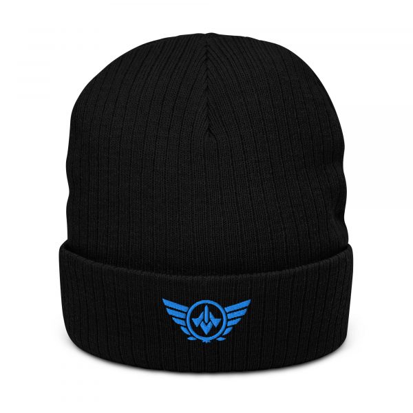ribbed-knit-beanie-black-front-68b8e7dfa705d.jpg Aqua Embroidered Logo Beanie | Ribbed