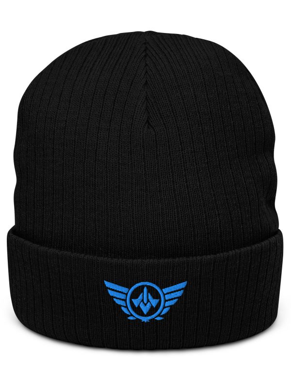 Aqua Embroidered Logo Beanie | Ribbed