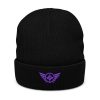 Purple Embroidered Logo Beanie | Ribbed