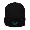 Kelly Green Embroidered Logo Beanie | Ribbed