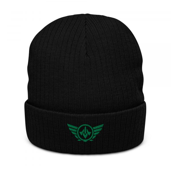 Kelly Green Embroidered Logo Beanie | Ribbed